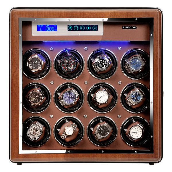 Embers Luxury Leather Mini Watch Winder Safe Box Orange Black Watch Storage  Box 4 Slots Safe Deposit Box With Atmosphere Lamp
