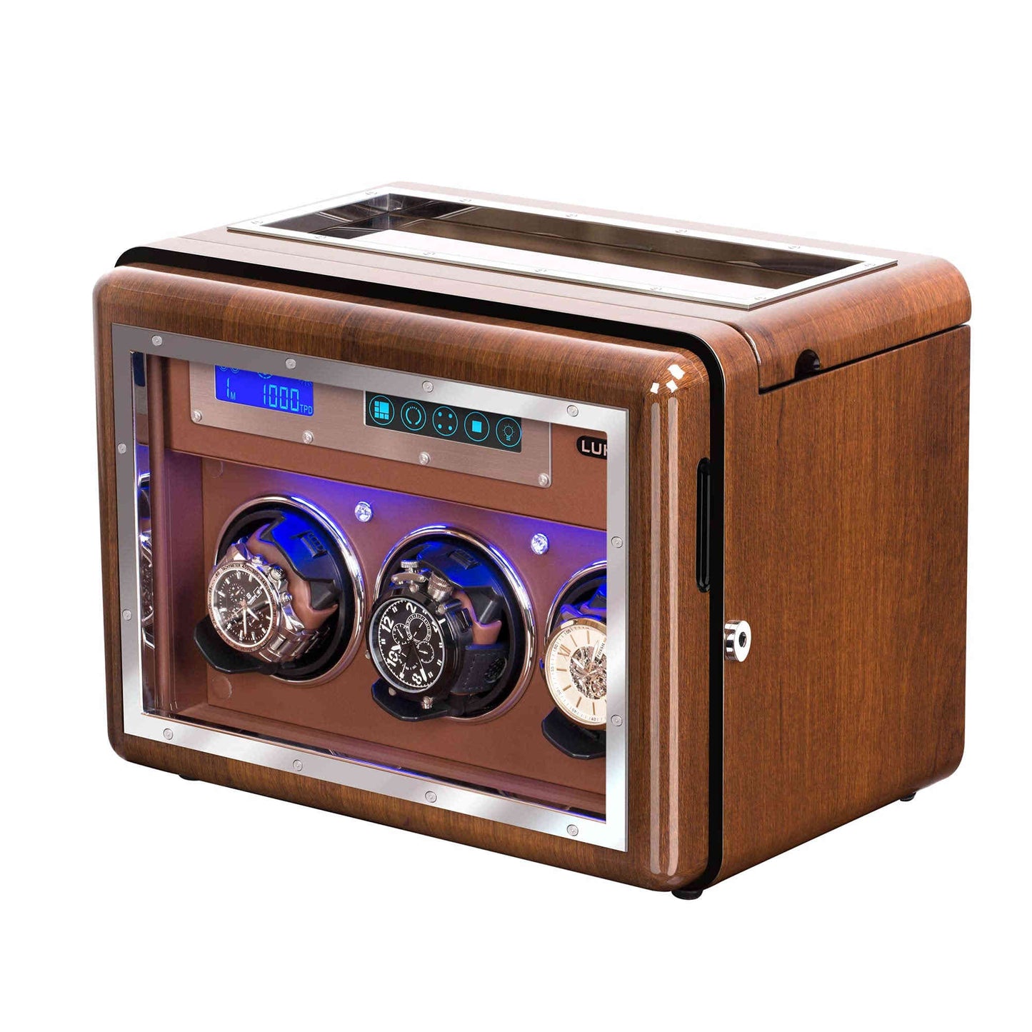 3+4 Walnut Wood Automatic Watch Winder, LUKDOF