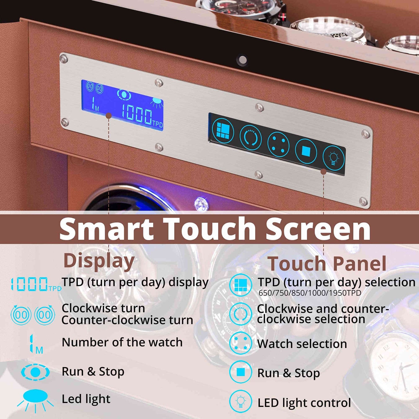 3+4 Walnut Wood Automatic Watch Winder, LUKDOF