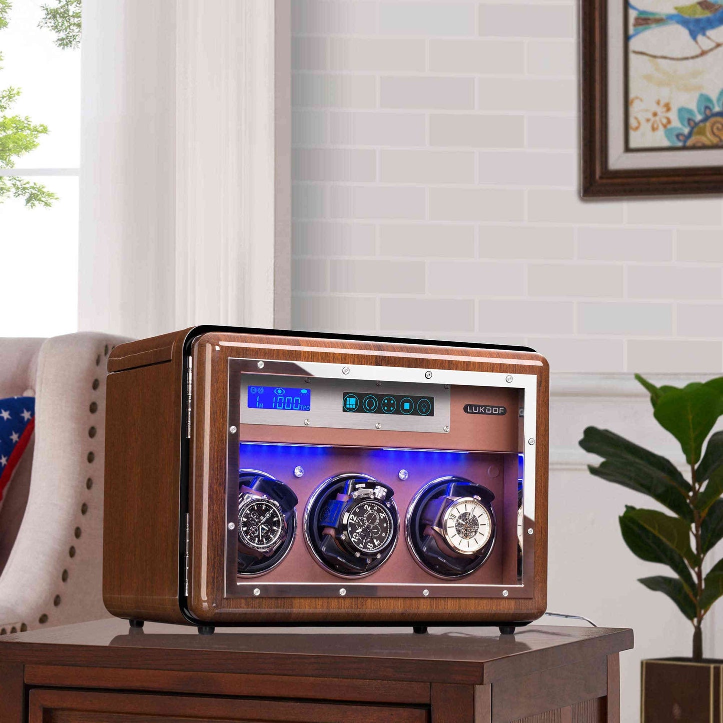 3+4 Walnut Wood Automatic Watch Winder, LUKDOF