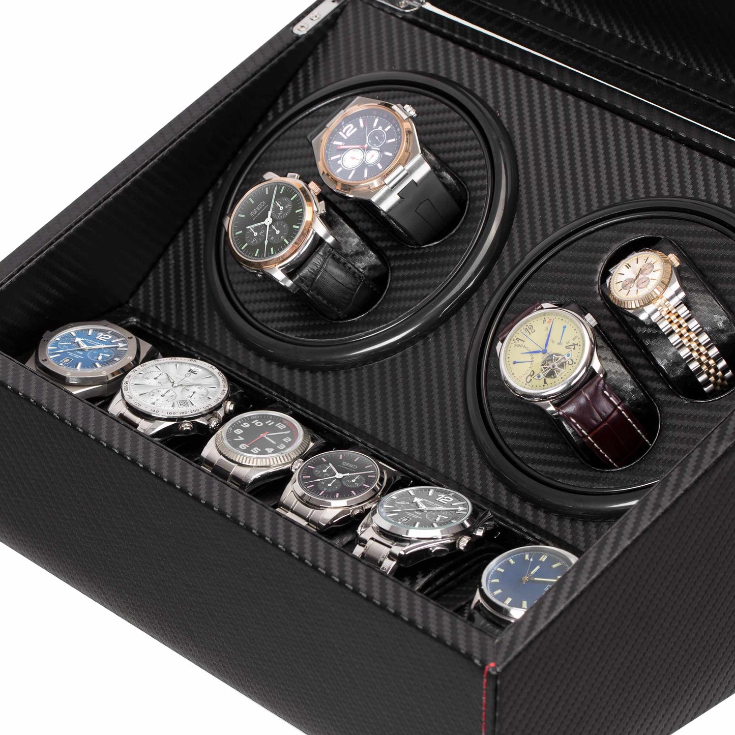 Watch Winder for 4 Automatic Watches with Extra 6 Watch Storages TRIPLE TREE
