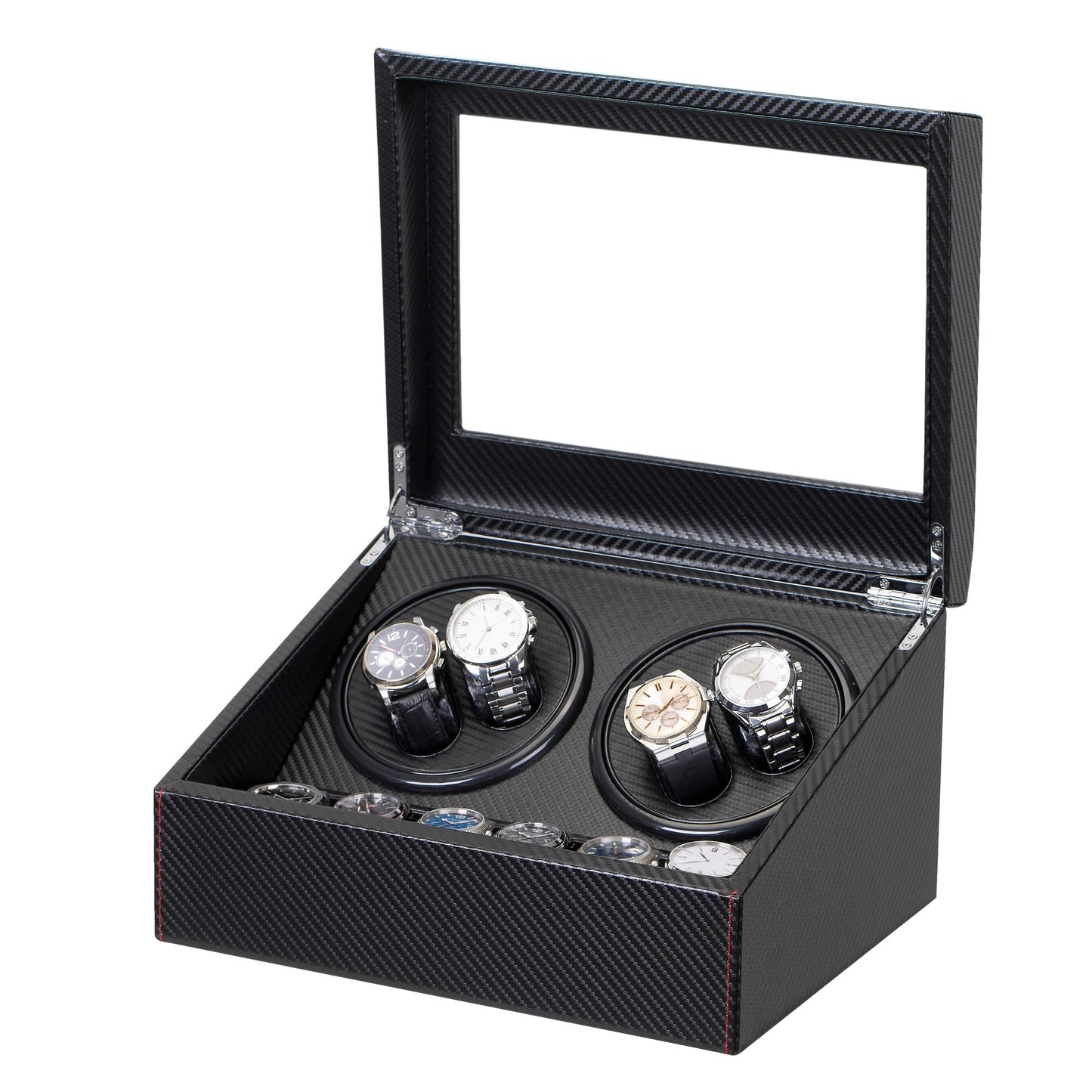 Watch Winder for 4 Automatic Watches with Extra 6 Watch Storages TRIPLE TREE
