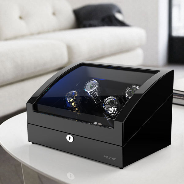 Watch Winder for 4 Automatic Watches with Extra 6 Watch Storages