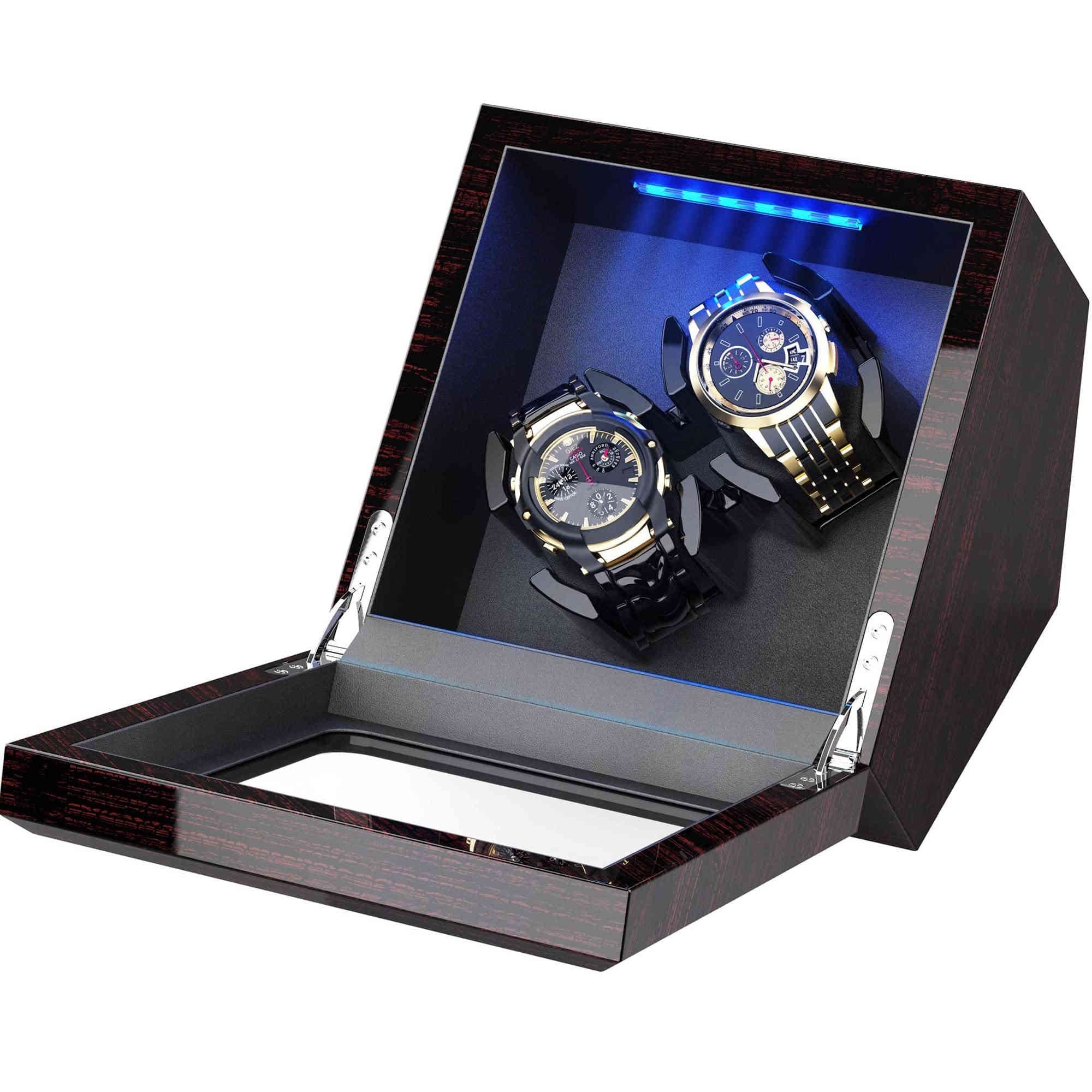 Double Multiple Watch Winders Case Built in LED INCLAKE New Design WATCHWINDERMALL