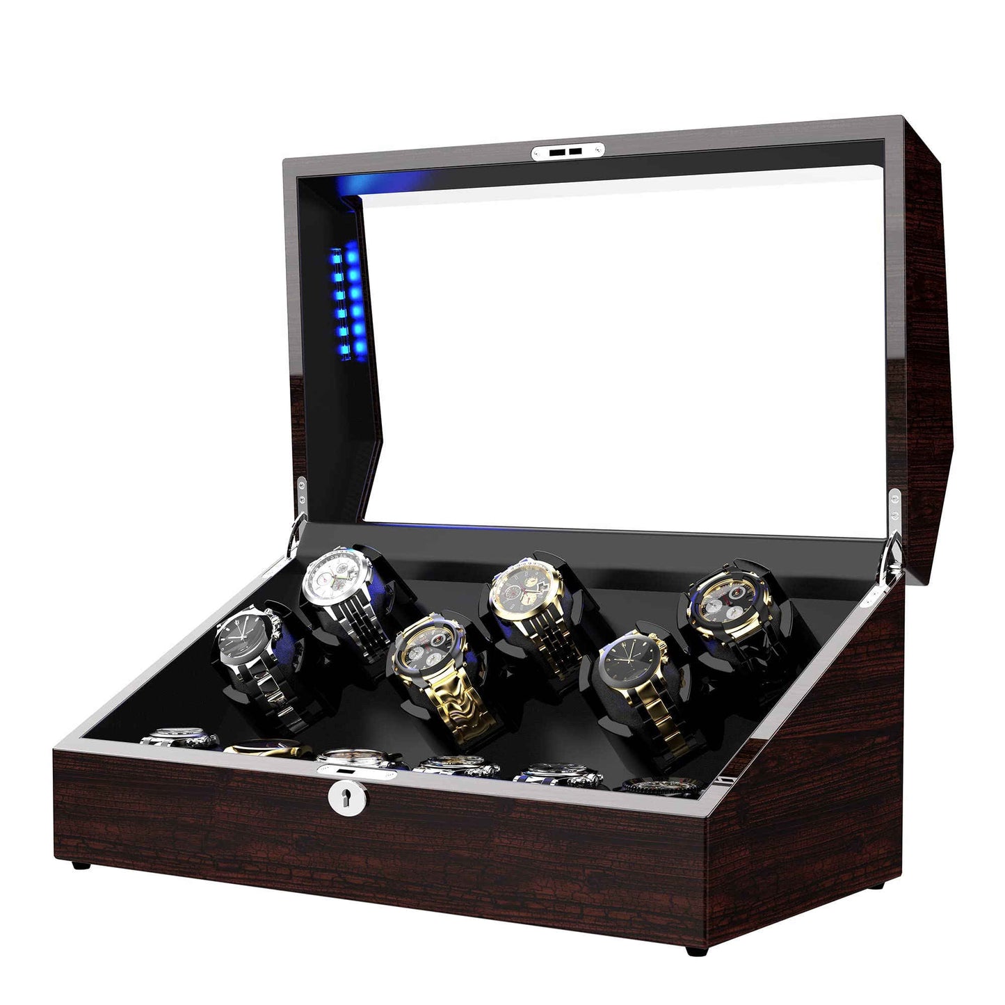 12 Pieces Watch Winder with Storage, Pine Bark Pattern, ARCTICSCORPION
