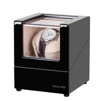 Single Watch Winder with Plush Watch Pillow, Multiple Running Mode, TRIPLE TREE