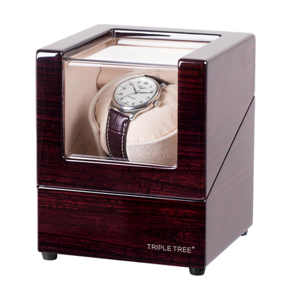 Single Watch Winder with Plush Watch Pillow, Multiple Running Mode, TRIPLE TREE