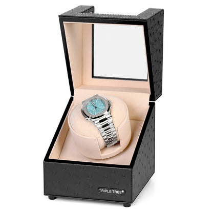 Single Watch Winder with Plush Watch Pillow, Multiple Running Mode, TRIPLE TREE