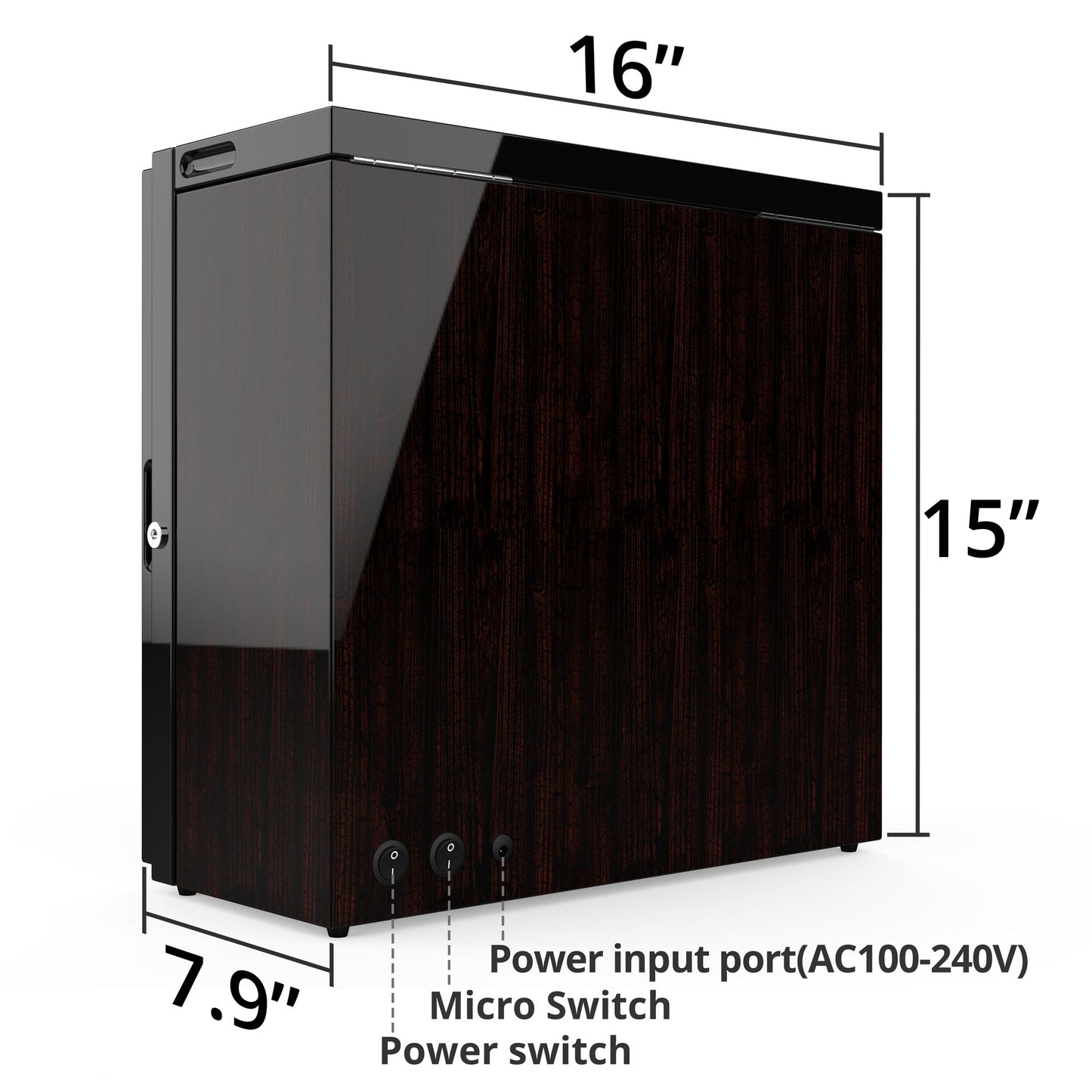 12-Slots Watch Winder with 6 Free Storages, Carbon Fibre Shell with High-Gloss Lacquer, JINS&VICO