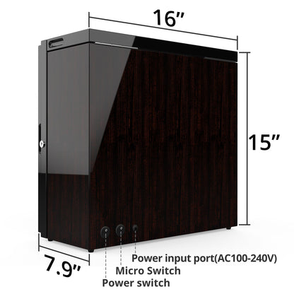 12-Slots Watch Winder with 6 Free Storages, Carbon Fibre Shell with High-Gloss Lacquer, JINS&VICO