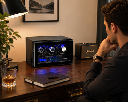 Watch Winder for 3 Watches with LCD Touchscreen Control,  High-Gloss Piano Lacquer, JINS&VICO