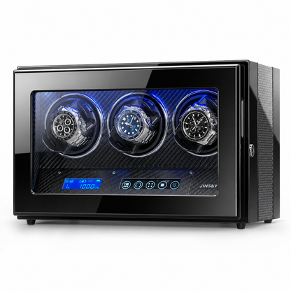 Watch Winder for 3 Watches with LCD Touchscreen Control,  High-Gloss Piano Lacquer, JINS&VICO