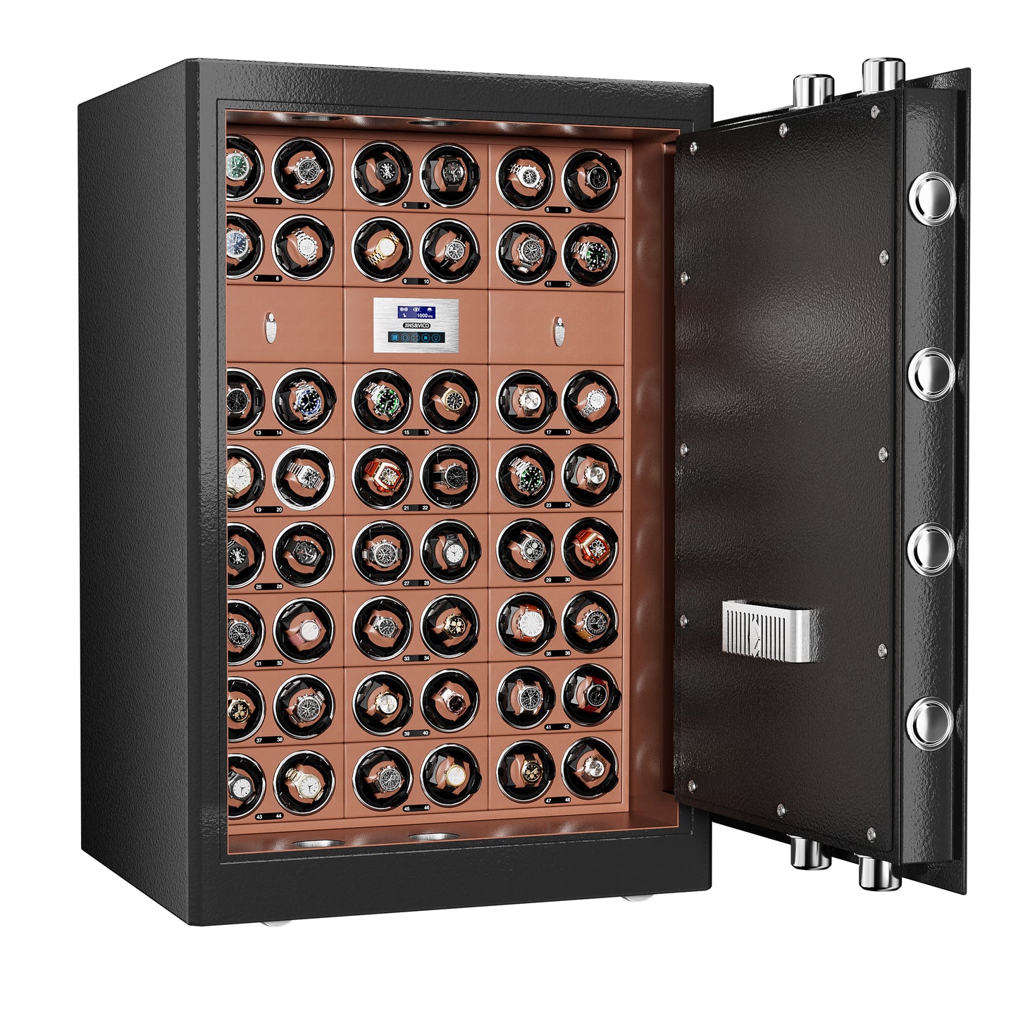 Watch Winder Safe for 48 Automatic Watches with Two Drawer, Black, Self-weight 220LBS