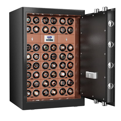 Watch Winder Safe for 48 Automatic Watches with Two Drawer, Black, Self-weight 220LBS
