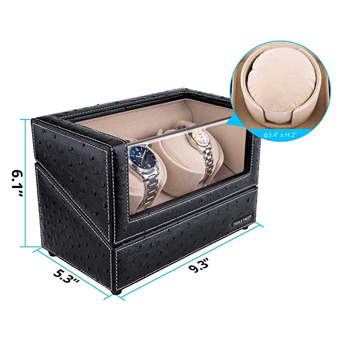 TRIPLE TREE 2+0 leather watch winder-details