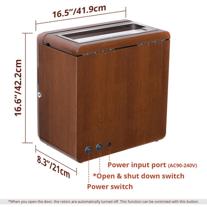 12-Slots Walnut Watch Winder with 6 Free Storages, High-Gloss Piano Lacquer, LUKDOF