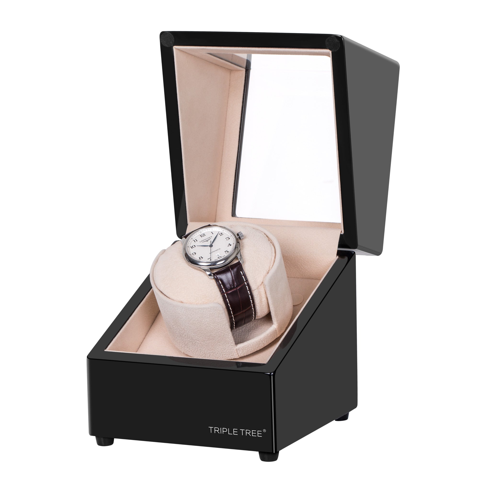 SINGLE WOODEN WATCH WINDER PIANO BLACK TRIPLE cheapest TREE