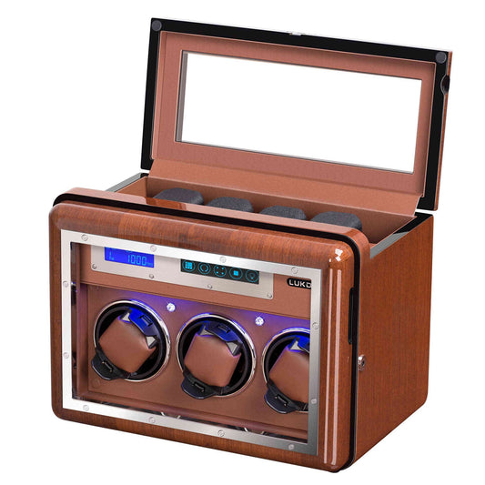 3+4 Walnut Wood Automatic Watch Winder, LUKDOF