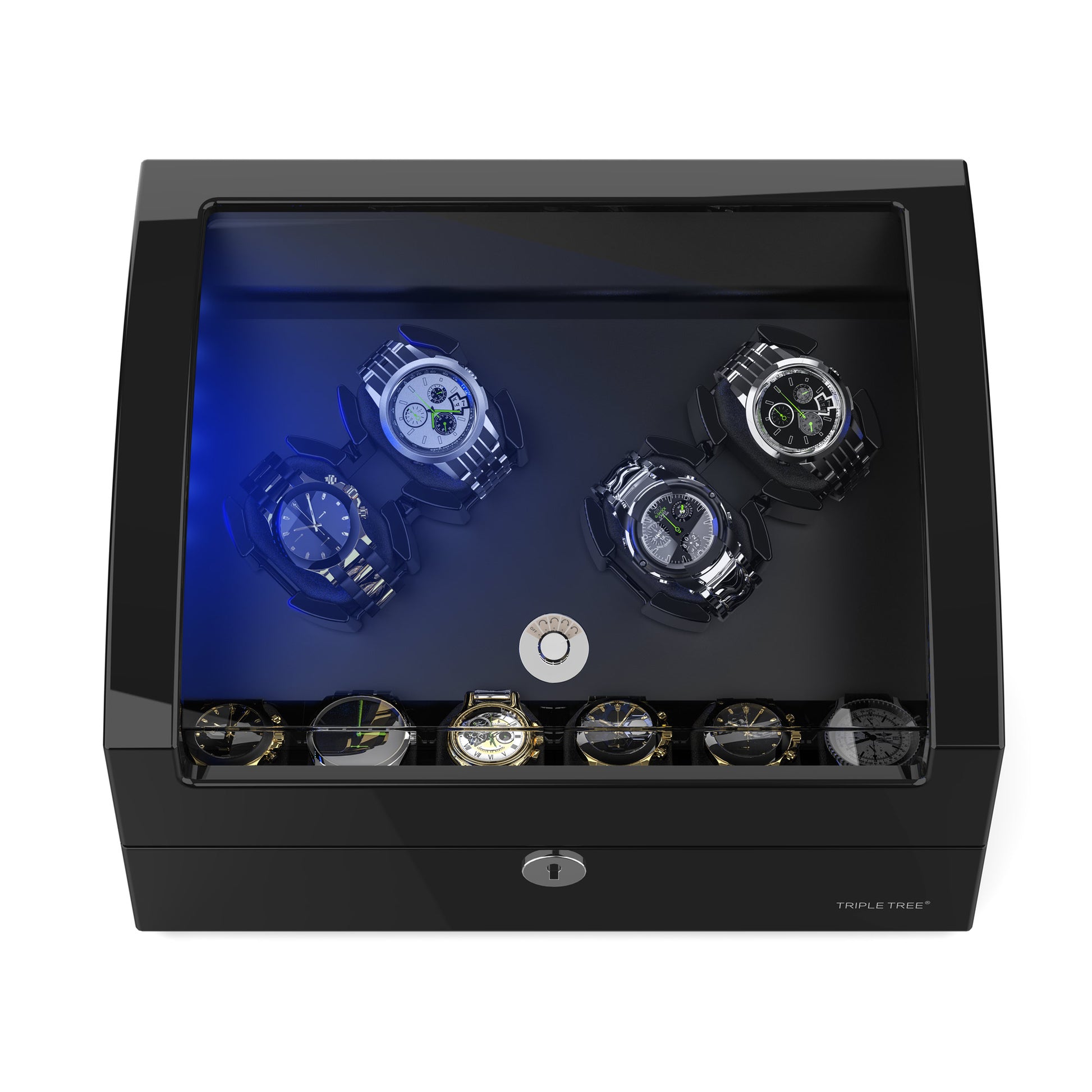 TRIPLE TREE 4+6 black wood watch winder-overlook