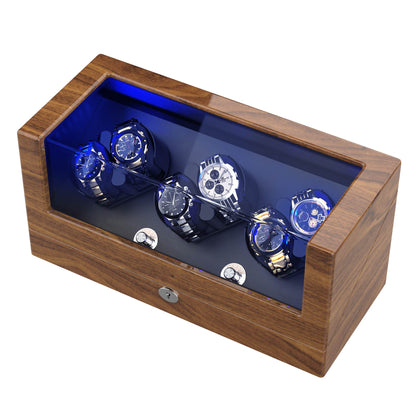 Watch Winder with 6 Winder Space Pine Bark Pattern TRIPLE TREE