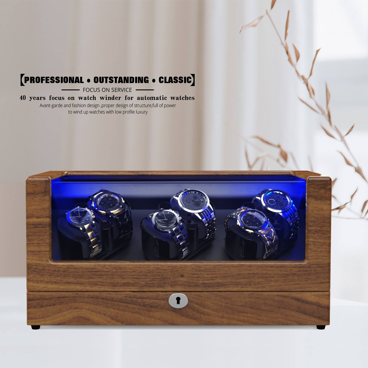 Watch Winder with 6 Winder Space Brown TRIPLE TREE