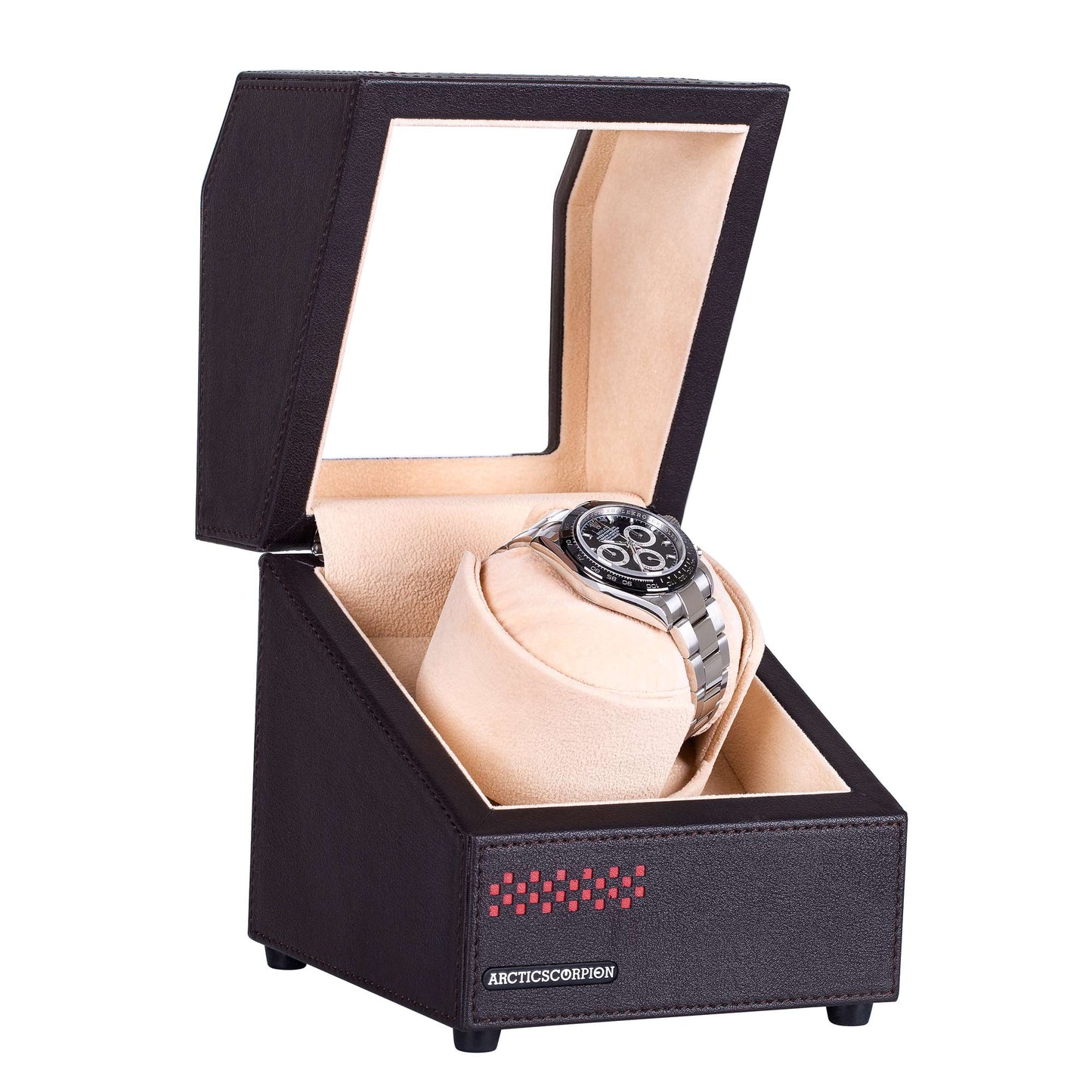 Single Watch Winder Brown Leather, ARCTICSCORPION