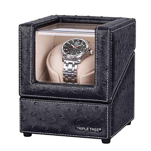 TRIPLE TREE black leather single watch winder-main