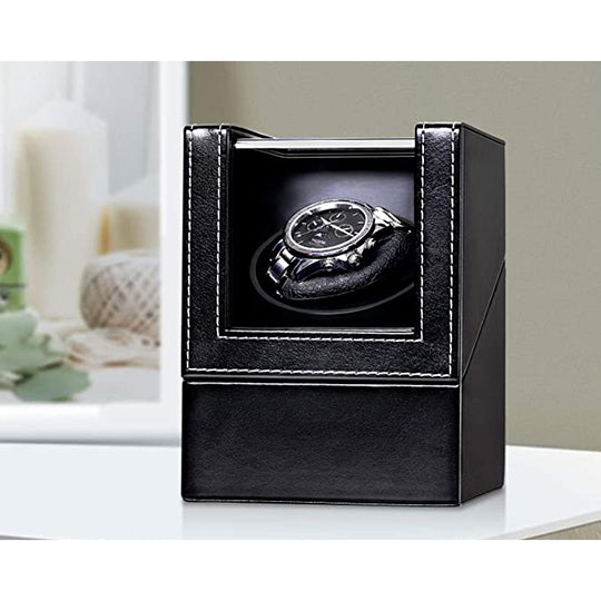 Single Leather Watch Winder for Automatic Watches with Quiet Motor, LLS