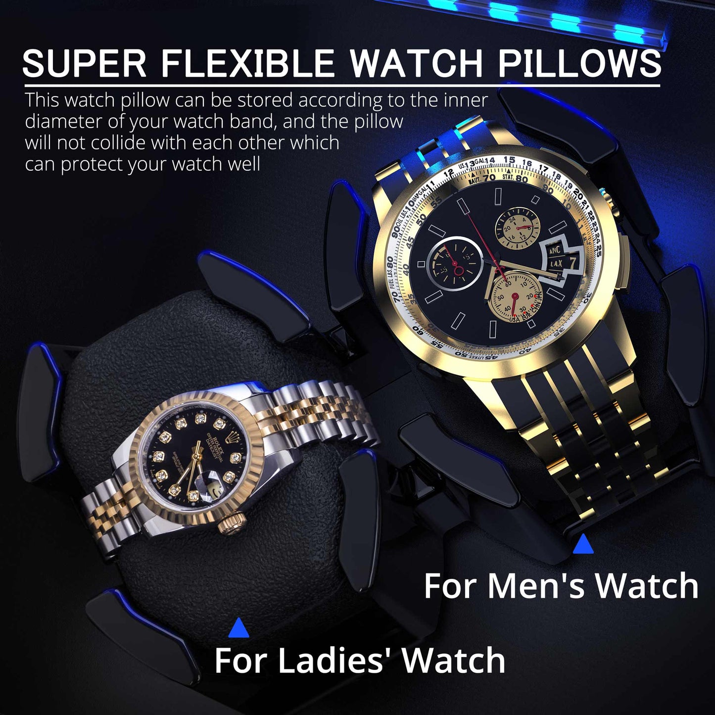 6-Slots Watch Winder with 6 Storages, High-Gloss Piano Lacquer, Carbon Fiber,TRIPLE TREE