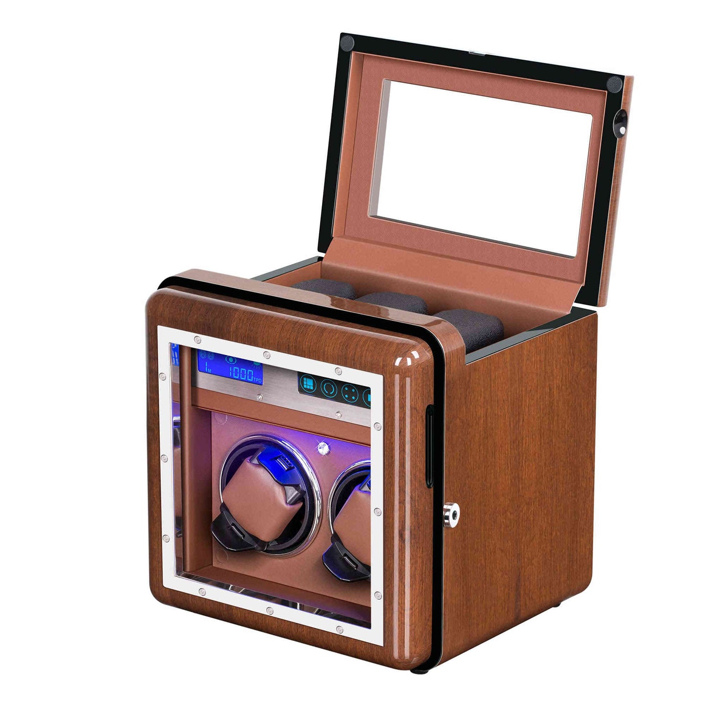 2+3 Walnut Wood Automatic Watch Winder, LUKDOF