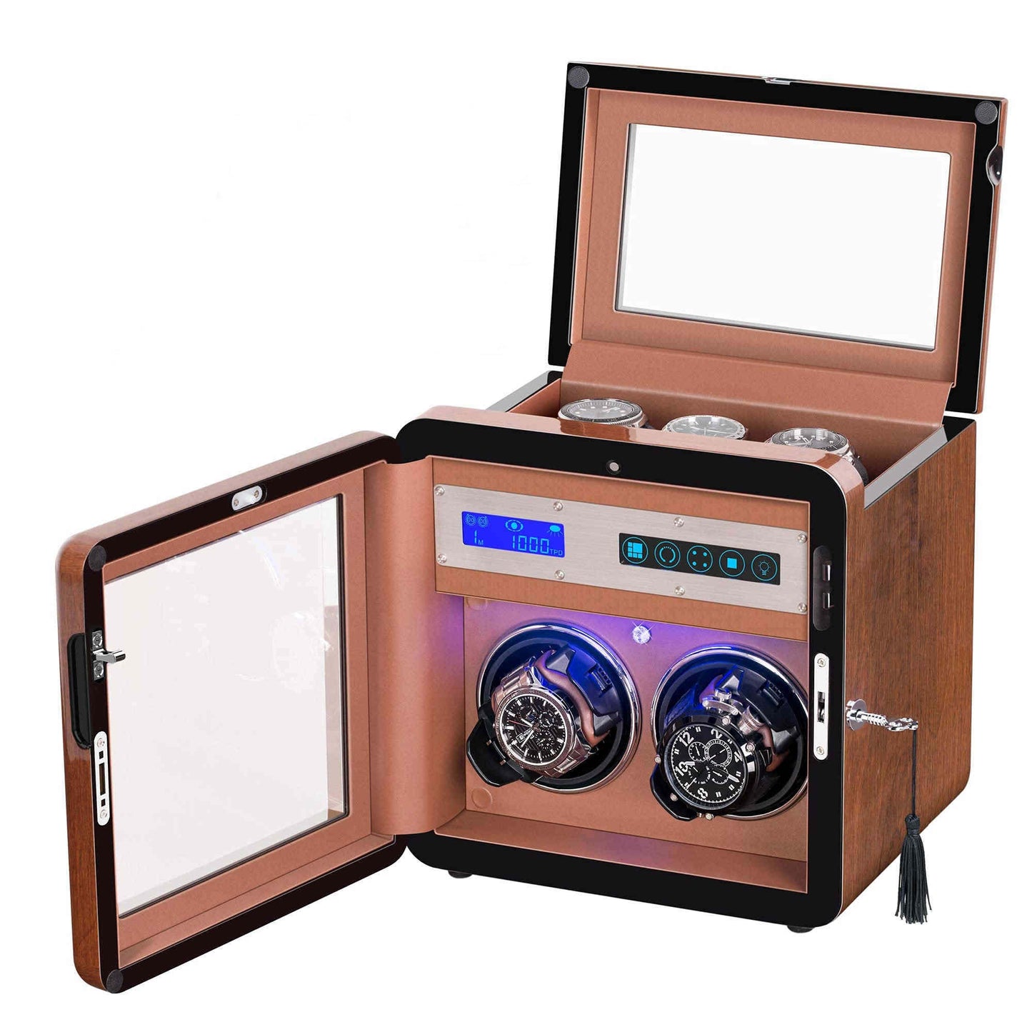 2+3 Walnut Wood Automatic Watch Winder, LUKDOF