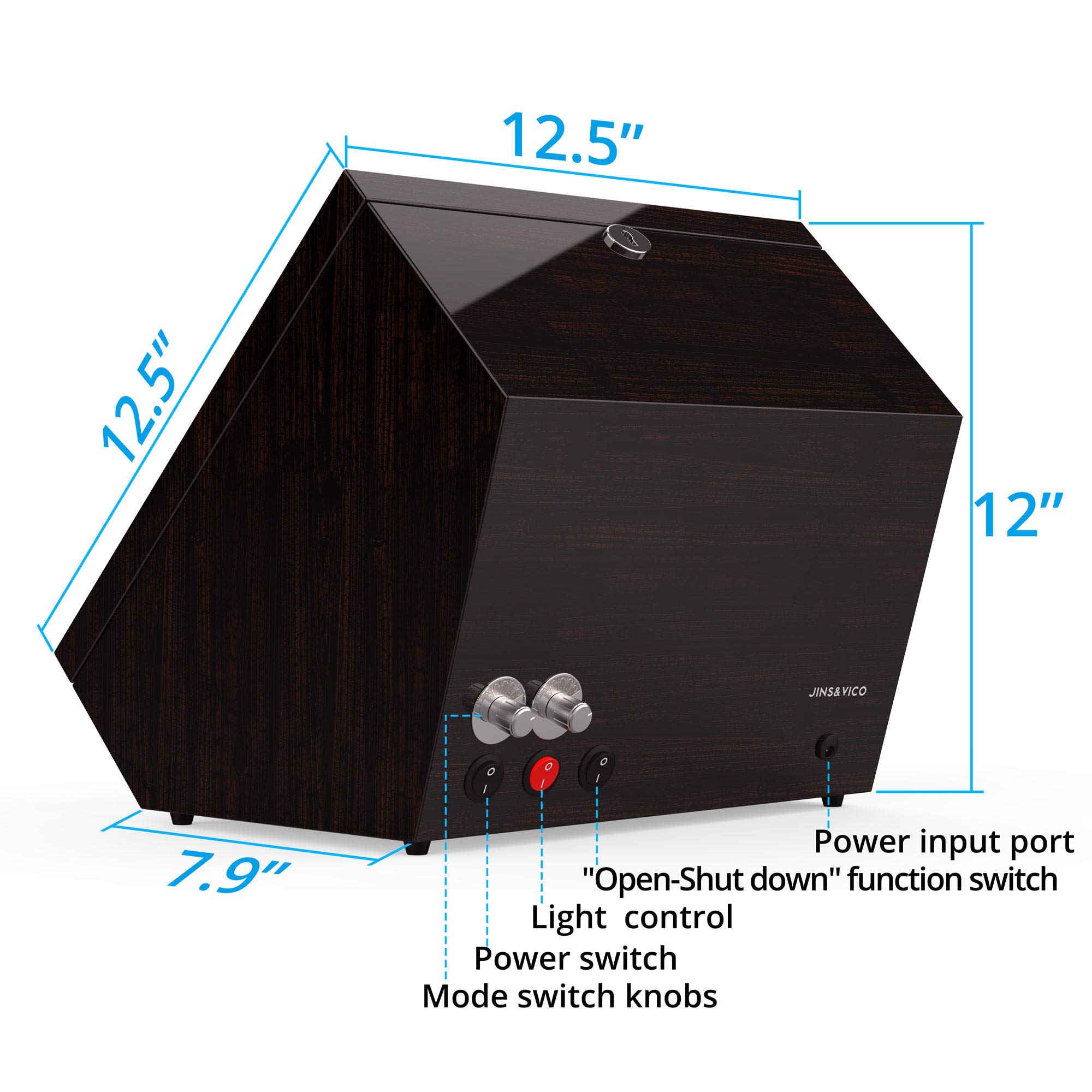 Quad Eight Watch Winder Box, LED Backlight, JINS&VICO, Secure 