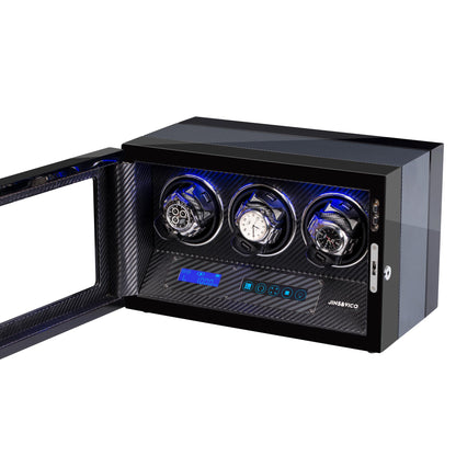 Watch Winder for 3 Watches with LCD Touchscreen Control,  High-Gloss Piano Lacquer, JINS&VICO