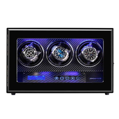 Watch Winder for 3 Watches with LCD Touchscreen Control,  High-Gloss Piano Lacquer, JINS&VICO